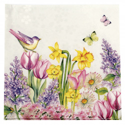 Decoupage napkin Ambiente 33x33 cm three-layer Blooming Garden White -1 piece