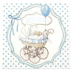 Stoc epuizat. Primeste notificare pe email cand produsul revine in stoc Șervețel decoupage Ambiente 33x33 cm cu trei straturi Welcome Blue -1 buc