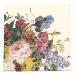 Decoupage napkin Ambiente 25x25 cm three-layer Still Life Bouquet Cream -1 piece