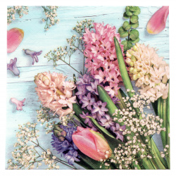 Decoupage Art Napkin with 3 Layers TI-FLAIR / Spring Flowers /  33x33 cm - 1 piece