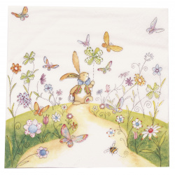 Easter Art Napkin TI-FLAIR with 3 Layers / 33x33 / Bunny with Pinwheel - 1 piece