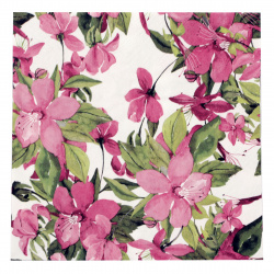 Decoupage Napkin TI-FLAIR with 3 Layers / Pink Flowering Clematis / 33x33 cm - 1 piece