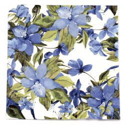 Decoupage Napkin TI-FLAIR with 3 Layers / Blue Flowering Clematis / 33x33 cm - 1 piece