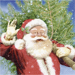 Салфетка за декупаж Creativ 33x33 см трипластова Father Christmas With Christmas Tree -1 брой