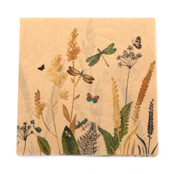 Napkin for decoupage Ambiente 33x33 cm three-layer Ornamental Flowers natur - 1 piece