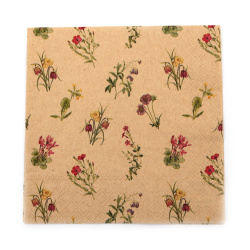 Napkin for decoupage Ambiente 33x33 cm three-layer Mixed Flowers nature - 1 piece