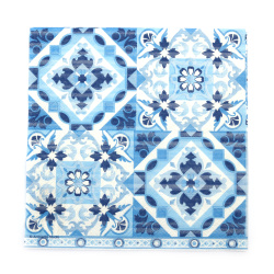 Servetel pentru decoupage Ambiente 33x33 cm in trei straturi Tiles albastru - 1 bucata