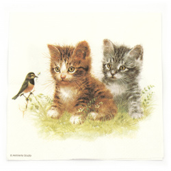 Decoupage napkin Ambiente 33x33 cm three-layer Kitten Friend - 1 piece