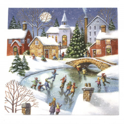 Салфетка ti-flair 33x33 см трипластова Winterly Ice Skating -1 брой