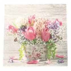 Napkin for Decoupage Ti-flair 33x33 cm three-layer Pastel Spring Flowers - 1 piece