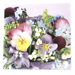 Napkin for decoupage Ti-flair 33x33 cm three-ply Violets and Forget Me Not - 1 piece
