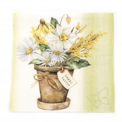 Decoupage napkin - Ti-flair 33x33 cm three-layer Easter Bouquet in Pot - 1 piece