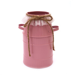 Μεταλλικό διακοσμητικό δοχείο 120x180 mm χρώμα ροζ