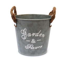 Decorative Metal Bucket with Hemp Handles 120x115 mm Garden and Flower