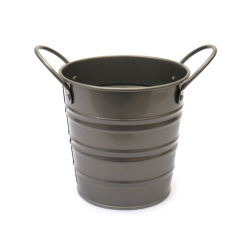 Decorative Metal Embossed Bucket 104x105 mm gray color