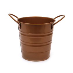 Decorative Metal Embossed Bucket 104x105 mm copper color