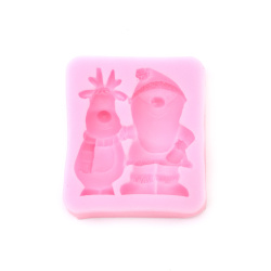 Silicone mold /shape/ 79x59x25 mm Santa Claus and deer