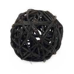 Ратанова топка дърво цвят черен 70 мм