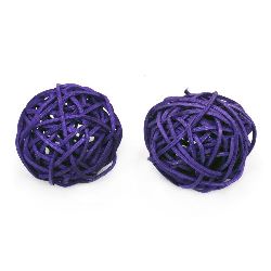 Rattan Ball, Wooden, Decoration, Craft Projects, DIY 50 mm purple - 2 pieces
