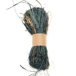 Natural Raffia Bundle, DIY Decorations, Craft, Scrapbooking, Wrapping blue-green color -30 grams