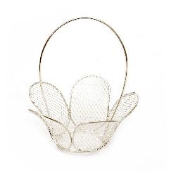 Basket Decoration Art Hobby metal 40x80x100 mm color silver flower