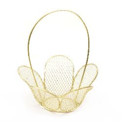 Basket metal 40x80x100 mm color gold flower