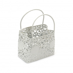 Basket Metal, Decoration Hobby DIY 60x35x85 mm color white bag