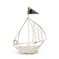Metal boat 75x105x35 mm color silver