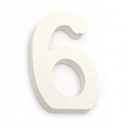 Number from wood "6" 110x70x12 mm - white, Decoupage Scrapbooking Gifts Decoration