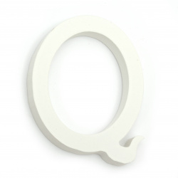 Ξύλινο γράμμα "Q" 110x92x12 mm - λευκό