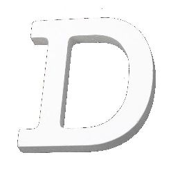 Ξύλινο γράμμα  "D" 110x80x12 mm - λευκό