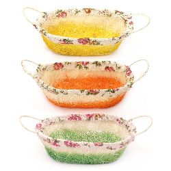 Coconut grass and fabric basket145x240x65 mm - different colors