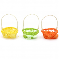 Basket woven ,decoration for Easter130x90 mm ellipse mix colors