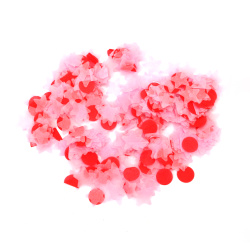 Хартиени звезди и кръгове в розов и червен цвят -20 грама