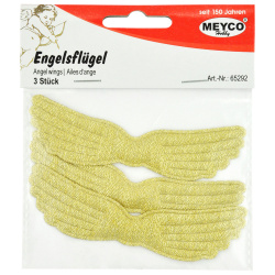 Textile Angel Wings, 10.3x2 cm, Lurex Meyco in Gold Color - Pack of 3