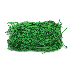Iarbă de hârtie ondulată potrivită pentru decorare sau umplutură de culoare verde - 30 de grame