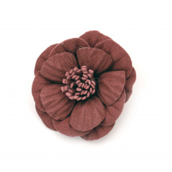 Flower made of suede paper 50x22 mm dark red pastel color