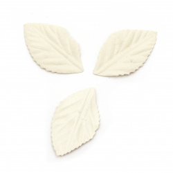 Leaf / Leaves made of Suede Paper, Size: 45x30 mm, Color: Ecru - 10 pieces