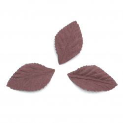Leaf / Leaves made of Suede Paper, Size: 50x30 mm, Color: Dark Cyclamen Pastel - 10 pieces