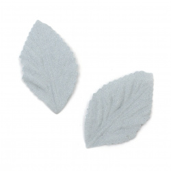 Leaf / Leaves made of Suede Paper, Size: 50x30 mm, Color: Light Blue Pastel - 10 pieces