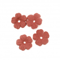 Flowers made of suede paper 18 mm color dark red pastel - 20 pieces
