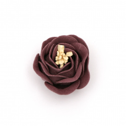 Flower made of suede paper with stamens 35x23 mm color deep pink pastel