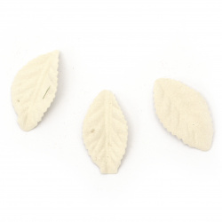 Leaf / Leaves made of Suede Paper, Size: 35x20 mm, Color: Ecru - 10 pieces
