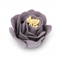 Velour Paper Flower, 35x23 mm, Stamens, in Lilac Pastel Color