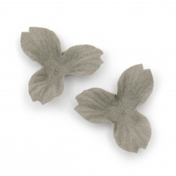 Velour Paper Flowers, 35x10 mm, in Gray Pastel Color - Pack of 10