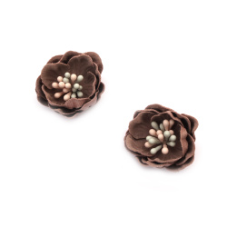 Decorative Flower made of Velour Paper, with Flower Stamens, 30x20 mm, Color: Rose Ash Pastel - 2 pieces