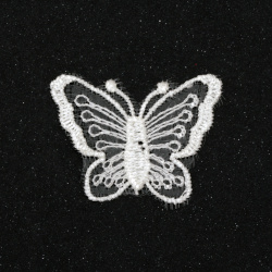 Lacy element for decoration butterfly 40x32 mm color white -10 pieces