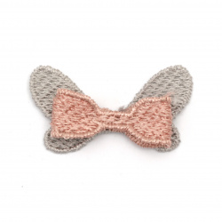 Textile element for decoration ribbon 47x24 mm color pink, gray -5 pieces