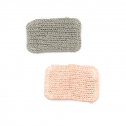 Knitted Element  for decoration emblem 42x27 mm color mix pink, gray -5 pieces