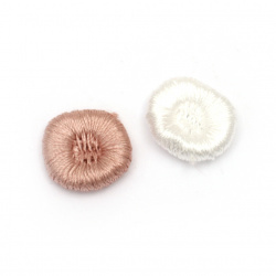 Textile element for decoration round 15 mm color mix pink, white -10 pieces